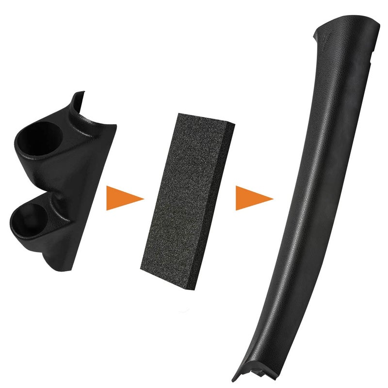 GLOWSHIFT Universal RHD Black Dual Pillar Gauge Pod - Fits Any Make/Model - Right Hand Drive - ABS Plastic - Mounts (2) 2-1/16" (52mm) Gauges to Vehicle's A-Pillar - Image 5